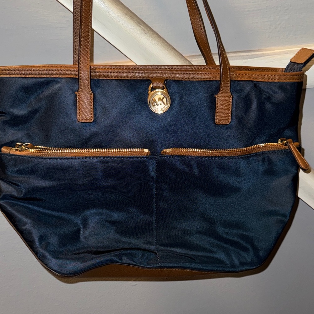 Michael Kors Dark Blue and Brown Tote